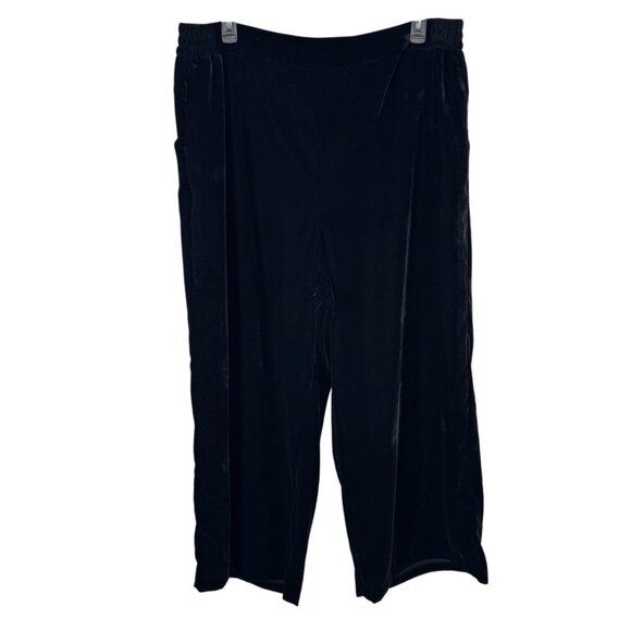 Lane Bryant NEW Black Velvet Pull On Wide Leg Pants Plus Size 22 Short Party - Picture 2 of 12